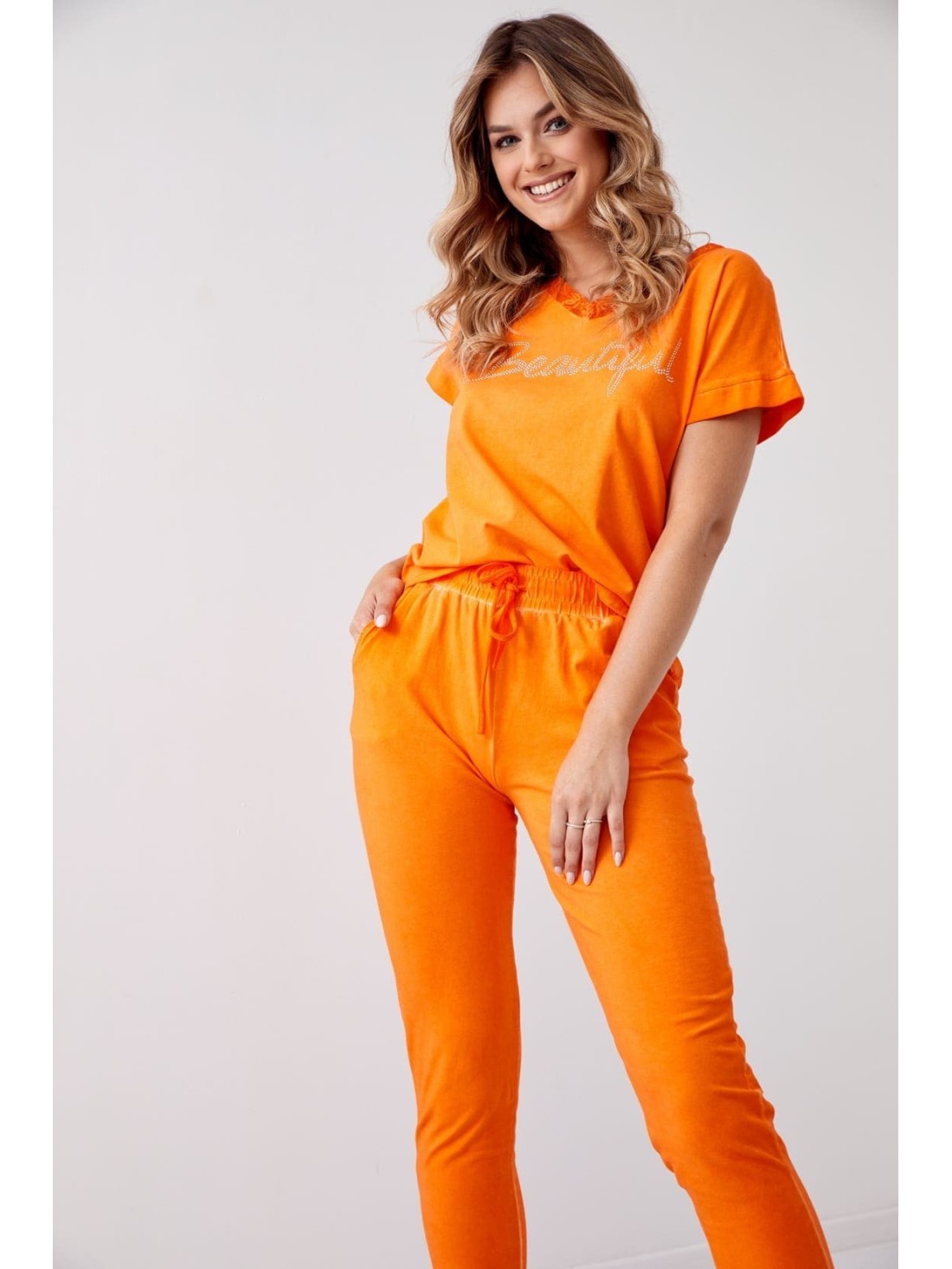 Damen-Sommerset mit Spitze, orange FK617 – Online-Shop – Boutique